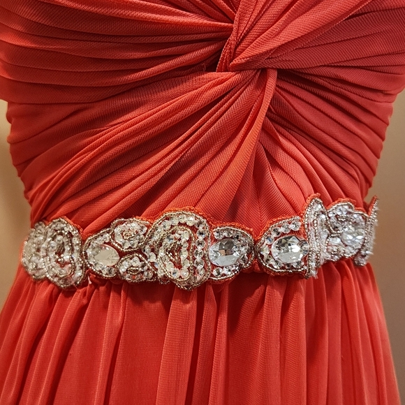City Sudio Elegant Strapless Salmon Gown with Silver Accents Evening Size 3 - Picture 7 of 15